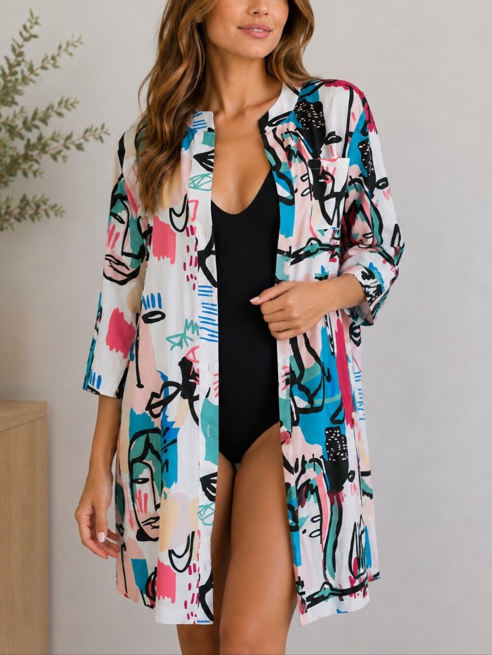 Abstract Print Multicolor Women's Dress / Swim Cover Up